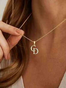 Collar con nombre personalizado - Joyería de acero inoxidable con inicial personalizada, diseño simple y clásico adecuado para uso diario, regalo de cumpleaños único para él o ella, collar de pareja, joyería de alta calidad y duradera, collar personalizado, accesorios de pareja, brillo metálico elegante, personalización de moda juvenil - Multicolor - Ver 3