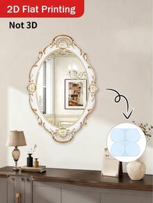 1 Piece, 2D Flat Printing Wall Mirror, Baroque Style Wall Mirror - Exquisite Retro Decoration Makeup Mirror, French Gothic Style Makeup Mirror, Bohemian Style Mirror, New Home Wall Makeup Mirror, Personalized Home Decoration, Room Decoration, Mirror Wall Sticker, Suitable For Living Room, Bathroom, Terrace Wall Decoration, Outdoor Garden Decoration - Multicolor - View 18