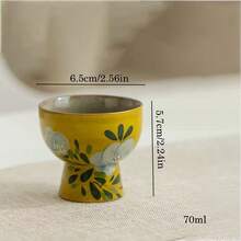 1pc Hand-Painted Camellia Ceramic Tea Cup With Saucer, Chinese Style Drinkware, Home Teacup, 50ML