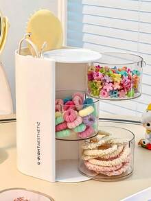 1pc Multi-Layer Rotating Storage Box, Can Be Used To Store Hair Clips, Hair Accessories, Hair Ties, Makeup Sponges, Jewelry, Rings, Dust-Proof Storage - Multicolor - View 7