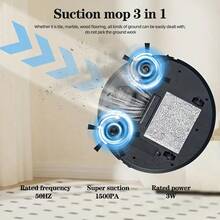 Three In One Vacuum Cleaner, Suitable For Floor Cleaning, Pet Hair Cleaning, Paper And Garbage Cleaning, Multi-Functional Robot Vacuum Cleaner, 1500Pa Suction, 150 Minute Battery Life, Powerful Cleaning Upgraded - Black - View 4