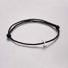 A Stylish And Exquisite 925 Pure Silver, High-Quality Bracelet With 26 Letters, Black Cord, Suitable For Daily Wear, Jewelry For Women, Silver Accessories, Birthday Gift