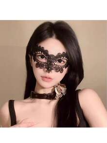 1 件黑色蕾丝镂空性感面具，适合化妆舞会、角色扮演、女士万圣节道具、黑色情趣眼罩