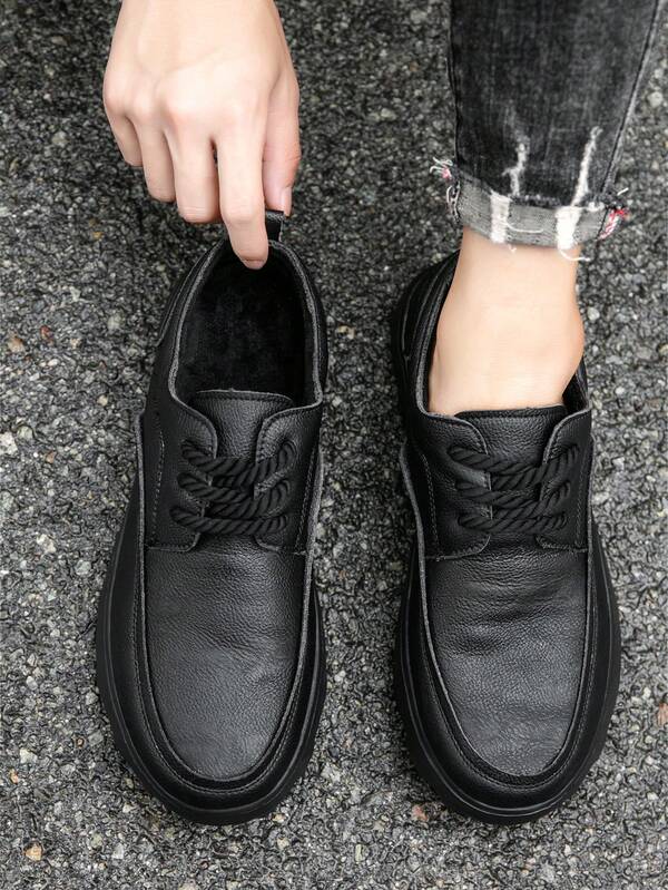 أحذية رجالية كاجوال عصرية بطراز رجعي، مناسبة للخارج والمكتب والحفلات، مانعة للانزلاق، بطانة دافئة