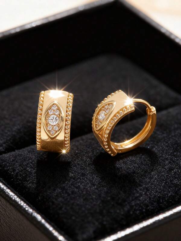 زوج من أقراط الحلقة الفاخرة ذات عين الشيطان المرصعة بالزركونيا المكعبة، مناسبة للنساء للاستخدام اليومي والحفلات، إكسسوارات مجوهرات عيد الميلاد وعيد الهالوين