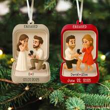 Premier ornement de Noël fiancé : figurine photo de proposition personnalisée, souvenir en acrylique. Idée si vous cherchez un cadeau d'anniversaire, un cadeau de pendaison de crémaillère, un cadeau de fête, un cadeau pour la fête des mères/des pères/Noël pour votre famille ou vos amis.