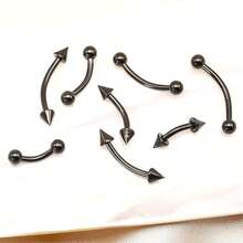 BLISI G23 Solid Titanium Eyebrow Piercing Jewelry, Gokd Black Rose Gold Silver Pink Rainbow Eyebrow Rings 16G Curved Barbell,Tiny Vertical Labret Lip Jewelry Rook Piercing Jewelry For Women And Men{Inchcolor_nameinch:Inch8pcsEyebowPiercing-Blackinch} - 8件裝眼罩穿孔-黑色 - 查看 5