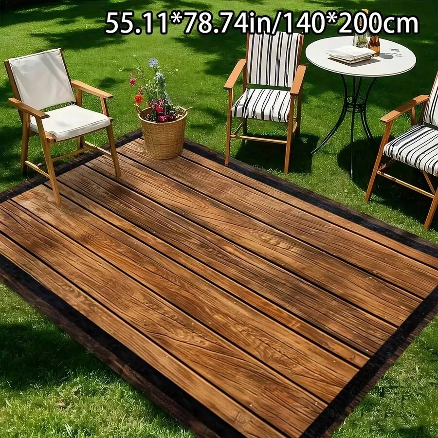 198.12x 299.72cm Large Area Rug - 800g Heavy Duty, Dotted Plastic Bottom, Wood Grain Pattern Indoor Outdoor Carpet, Suitable For Living Room, Terrace, Entrance, Machine Washable, Living Room Area Rug - 彩色 - 查看 1