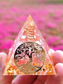 能量金字塔奥根石灵气天然紫水晶球疗愈水晶脉轮工具饰品树脂石工艺品儿童金字塔家居装饰礼品，创意水晶树脂桌面摆件，适合圣诞节、万圣节、父亲节 - 生命樹 - 查看 14