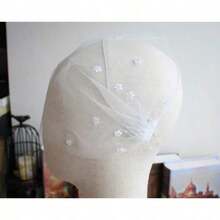 Auch Elegant Flower Crystal Birdcage Veil for Bride Bridal Short Veil with Comb for Wedding White - como en la foto - Ver 5