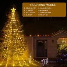 1, USB Powered, With Star Shaped Top Cover, Flashing Pentagram Waterfall Light, 8-Mode LED Light For Holiday Christmas Tree Decoration, Used For Holiday Gifts, Christmas Tree Decoration, Indoor Landscape, Background, Garden, Parties, Weddings, Dances, Carnival Activities, Full Of Vitality Lighting Decoration - Multicolor - View 9