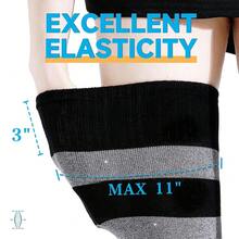 Kayhoma Extra Long Cotton Stripe Thigh High Socks Over The Knee High Socks{"Size_name":"Medium","Color_name":"Black/Silver"} - 黑色/銀色 - 查看 6