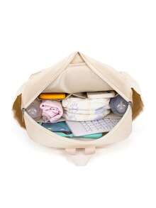 1pc Multifunctional Mommy Bag, Can Be Worn As Backpack Or Shoulder Bag, With Bottle Warmer And Wet/Dry Separation