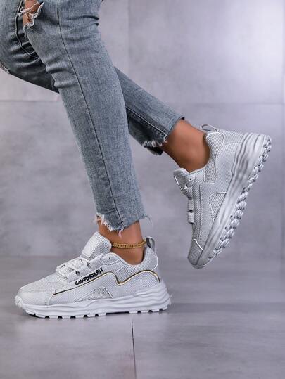 Women's New Fashionable Color Block Casual Sneakers, Versatile For Spring/Summer, Suitable For Couples And Students