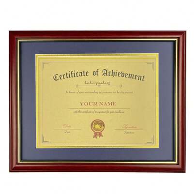 8.5x11 Certificate Diploma Frame,Solid Wood Frame And Plexiglass,Cherry Finish With Gold Trim