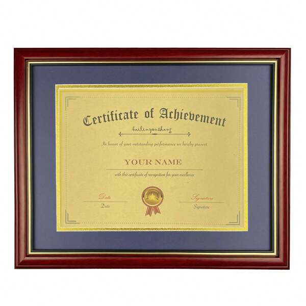 8.5x11 Certificate Diploma Frame,Solid Wood Frame And Plexiglass,Cherry Finish With Gold Trim