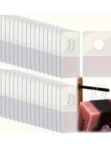 100/200 件透明自粘式悬挂标签，带圆孔 - 耐用塑料标签，适用于零售展示、办公室和家庭使用