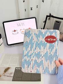 1pc Transparent Pencil Slot Asymmetrical Wave Pattern Foldable Tablet Case, Compatible With IPad Mini4/Mini5/Mini6/Mini7/Air/Air2/9.7/10.2/10.5/Air4/Air5/10.9/Pro 11"/10th/Air 11-In.(M2)-2024/Pro11-In.(M4)-2024/Air 11-Inch (M3) 2025/(A16) 11 Inch 11th Generation 2025, Galaxy Tab A8 10.5 Inch 2022, Built-In Pencil Slot, 3-Fold Stand, TPU Soft Edge Protection, Magnetic Sleep/Wake, Minimalist/Creative//Funny/Cute/Niche Design - Multicolor - View 5