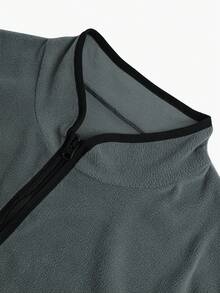 Men's Sleeveless Fleece Vest, Stand Collar Zip-Up Jacket, Suitable For Travelers, Home, Camping, Gym, Hiking, Cycling, Running, Layering, Daily Commute,Winter - Dark Grey - View 8