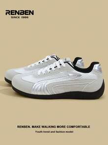 RENBEN 1 Pair Men's Lace-Up Mesh Casual Sneakers, Breathable Low-Top Outdoor Sports Shoes For Summer, Suitable For Traveling, Commuting, Hiking, Dating, 2025 Popular Men's Shoes