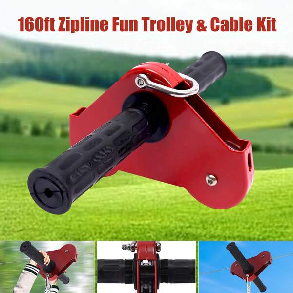 160FT Zip Line Kit With Stainless Steel Spring Brake, 80kg/176lbs Loading Capacity