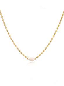 1Pc A Light Luxury Vintage Style 18K Gold Plated Stainless Steel Bead Necklace Adorned With White Pearls Is Suitable For Ladies To Wear At Dinner Parties Or Weddings. - Vàng - Xem 5