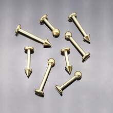 BLISI G23 Solid Titanium Eyebrow Piercing Jewelry, Gokd Black Rose Gold Silver Pink Rainbow Eyebrow Rings 16G Curved Barbell,Tiny Vertical Labret Lip Jewelry Rook Piercing Jewelry For Women And Men{Inchcolor_nameinch:Inch8pcsLipPiercing-Goldinch} - 8件金色唇環 - 查看 6