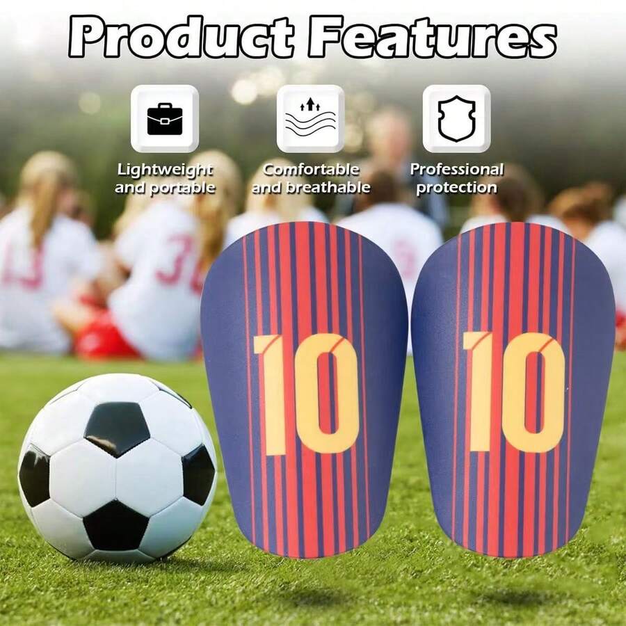 1 Pair Mini Master Football Shin Guards, Thickened, Unisex, Lightweight And Compact, Fits Calves, Provides Comfort - Suitable For All Seasons - Multicolor - View 1