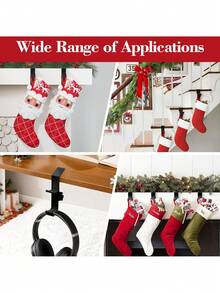 4Pcs/2Pcs/1PC Stocking Holders For Mantle For Christmas Decorations,2 In 1 Mantle Garland Holder For Hanging Christmas Stockings,No Drilling Required & Adjustable Garland Hanger, Metal - Black - View 6