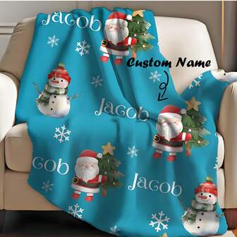 Manta personalizada de Navidad para niños | Manta de tiro de Navidad para niños pequeños | Decoración de ropa de cama navideña para niños | Regalo de temporada de invierno y Navidad para niños | Manta navideña para niños | Regalo navideño familiar para niños