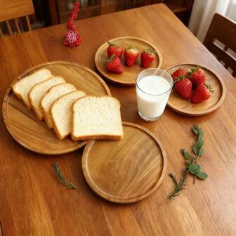 1 pieza Bandeja de servir de madera de palo de rosa, disponible en múltiples tamaños, plato de madera redondo apto para pan, pizza, pastel, bistec, frutas, verduras, aperitivos, desayuno, ideal para reuniones en el hogar, restaurantes, utensilios de cocina, suministros de cocina, decoración de mesa de comedor