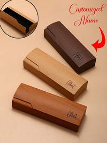 Wood Grain Flip-Top Eyeglass Case, Minimalist Shockproof Eyewear Storage Box, Stylish Wooden Fashion Glasses Case, Portable Eyeglasses Bag, Ideal Gift For Glasses Wearers, Suitable For Travel, Vacation, And Daily Use - Multicolor - View 1