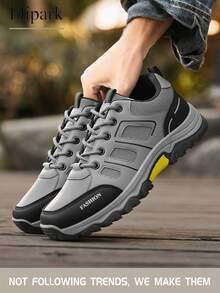 Flipark زوج من أحذية السفر والتنزه الخارجية للرجال، مضادة للانزلاق، للتنزه في الصحراء، باللون الرمادي الأسود، قابلة للتنفس، ذات نعل سميك، منخفضة الرقبة للخارج، التنزه، التنزه - رمادي - مشاهدة 6