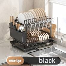 2-Tier Dish Drying Rack, Kitchen Dish Organizer With Chopstick And Cutting Board Holder - Multicolor - View 6