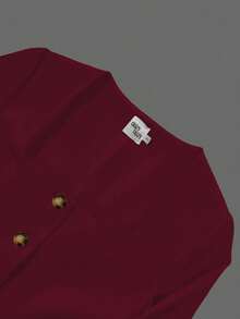 女士 Old Money 优雅单排扣真口袋西装背心和裙子套装，白色套装，秋季女装，适合日常穿着、工作、约会 - 酒紅色 - 查看 6