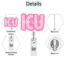 1pc Pink ER Nurse Doctor Rotating ID Badge Reel, Holiday Gift, Retractable Badge Holder - Multicolor - View 3