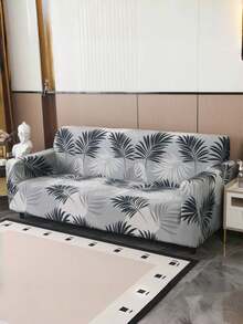 1 husă de canapea cu model de frunze, elastică all inclusive, husă de protecție pentru canapea în sufragerie, husă de canapea din mătase tricotată, potrivită pentru toate anotimpurile, decorațiune pentru casă