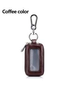 1pc Car Key Holder Zipper Pouch, Personalized Double-Layer Key Organizer Waist Hanging, Large Capacity Leather Zipper Car & Home Key Bag - A - View 7