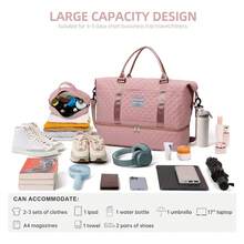 Travel Weekender Bags For Women - Large Duffle Bag With Shoe Compartment Carry On Overnight Bag With Toiletry Bag Gym With Toiletry Bag Tote Bag Duffel Bags With Wet Pocket For Gym Hospital Bags For Labor And Delivery (Pink/Black) - Hồng - Xem 3