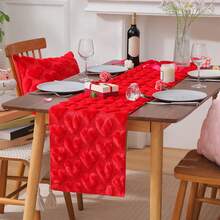 Valentine's Day Tablecovers, Heart Tablecloth Table Cover Holiday Party Dining Table Decor - Red - View 1