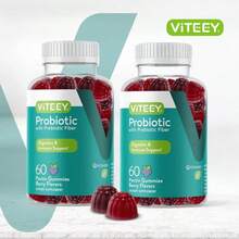 Viteey Probiotic Gummies With Prebiotics – Gut Health Supplements For Digestive Health – 2 Billion CFUs – Vegan, Gluten-Free – 60 Count - Flavor NameB - 查看 2