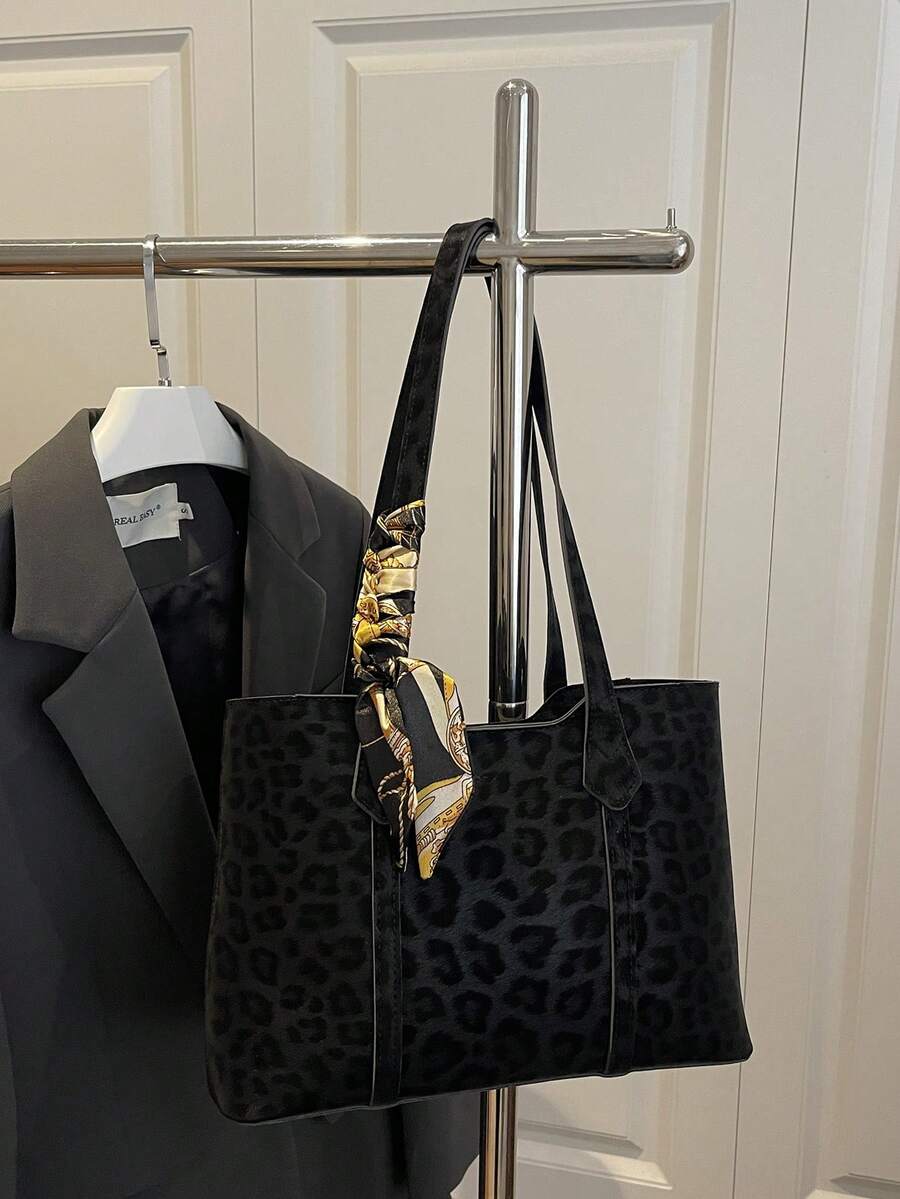 حقيبة كتف نسائية ذات سعة كبيرة وتصميم بسيط متعدد الاستخدامات، حقيبة تسوق وخروج للطالبات الجامعيات بطراز عتيق مع شريط