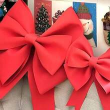 Große rote Schleifen Dekoration, EVA Material - handgefertigte Kunststoff Dekoration, geeignet für Weihnachten, Valentinstag, Hochzeit und Partys - keine Batterie erforderlich, einfach zu verwendende Wanddekoration, elegantes Schleifen Design, Party Dekoration - Verschiedenfarbig - Übersicht 5