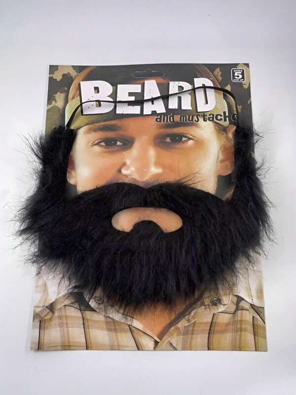 1 pieza Barba postiza negra, accesorio de disfraz para fiestas, actuaciones en el escenario, cosplay, broma divertida