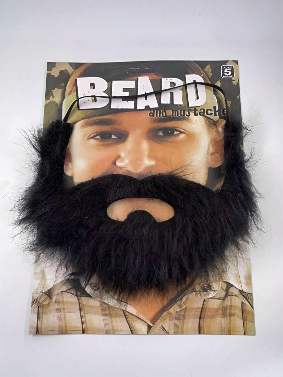 1pc Black Fake Beard Costume Prop For Party, Stage Performance, Cosplay, Funny Gag