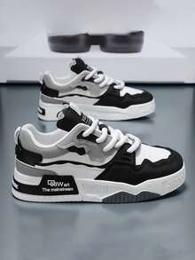 Giày thể thao nam đơn giản, màu đen phối nhiều mảng, buộc dây, kiểu dáng casual, phù hợp cho sinh hoạt hàng ngày, đi làm, đi dạo, đôi, mọi mùa. - màu đen - Xem 5