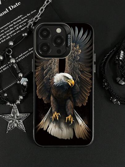 1 pieza Funda de teléfono protectora con estampado de águila feroz, estilo gráfico de animal rapaz, compatible con Apple iPhone11/12/13/14/15/16/16PRO/16PROMAX, GalaxyA05/A15/A25/A35/A53/A54/A55/S23/S24