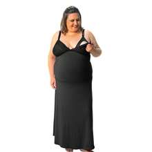 Long And Short Nursing Nightgown Kit With Long Plus Size Robe For Postpartum Pregnant Women, Comfortable - Black - View 6