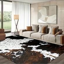 850g/M² Velvet, Modern Simple Cowhide Texture Rug, Designed In White And Dark Brown, Non-Slip, Machine Washable, Suitable For Bedroom, Living Room, Office Indoor Use, Adds Natural Atmosphere To The Space, Perfect Gift For Christmas, Halloween, Thanksgiving, Father's Day, Mother's Day, Graduation, And Independence Day SN18710 - 彩色 - 查看 6