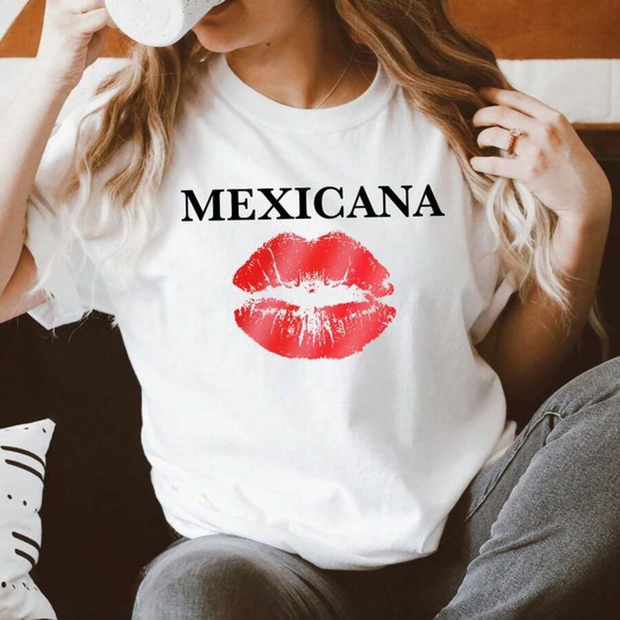 MexiC*Ana Labios Rojos para Mujeres Latinas Empoderadas, Son los Labios para Mí, Camiseta MexiC*Ana, Camiseta Bonita para Mujeres, Camiseta Española, Camiseta Latina, .J*PG220 g C-AmiS-eta de al-Godón puro de perfecto para relA-Jarse el fin de semana, hA-cer picnics y reuniones familiares. Un regalo iD-eal para padres y familiares. - Blanco - Ver 1